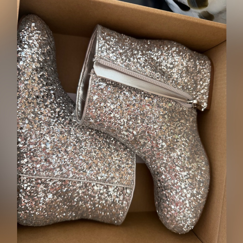 J. Crew Kids Sparkly Silver Boots Size 13